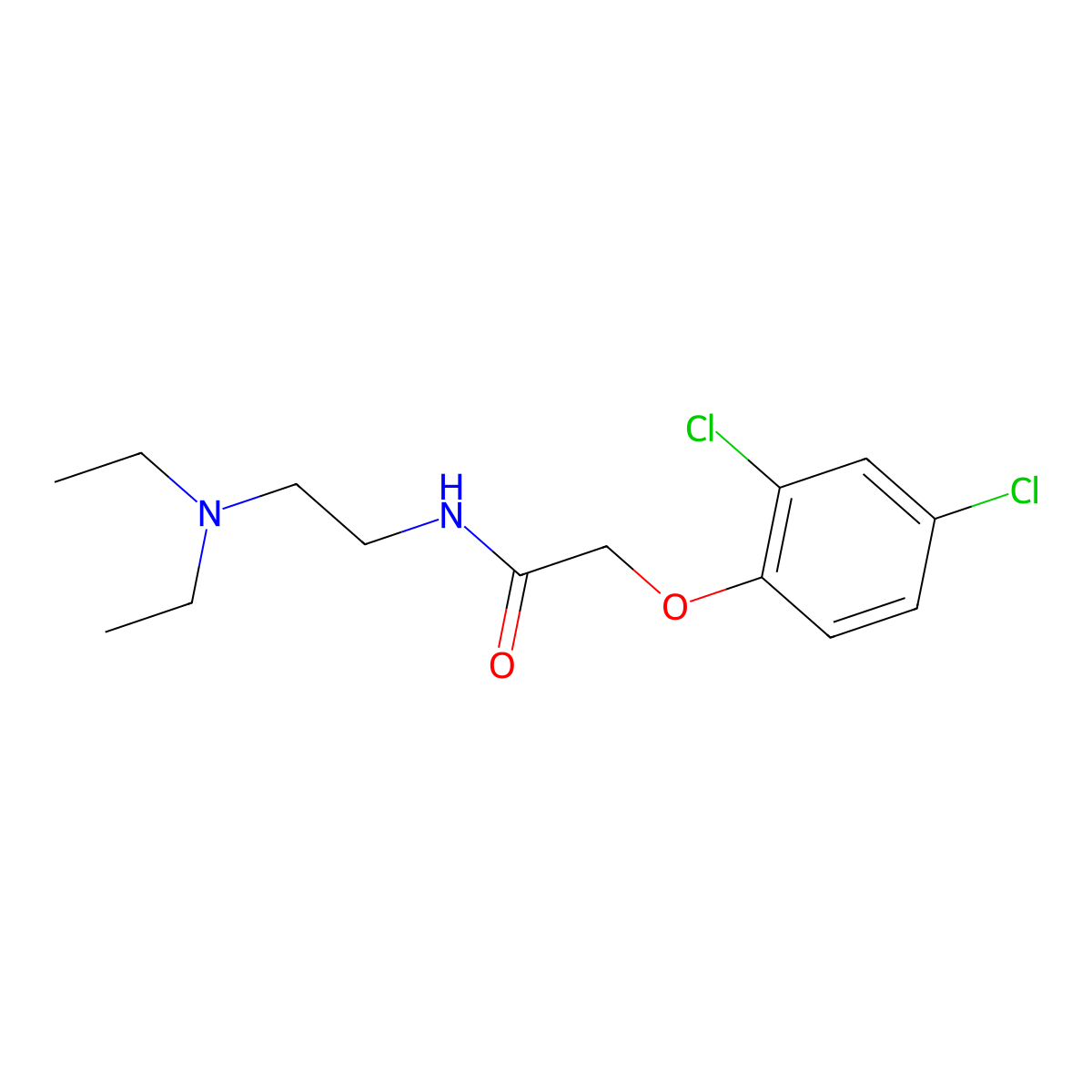 Acetamide, 2-(2,4-dichlorophenoxy)-N-(2-(diethylamino)ethyl)- molecular structure, CAS 47085-76-7