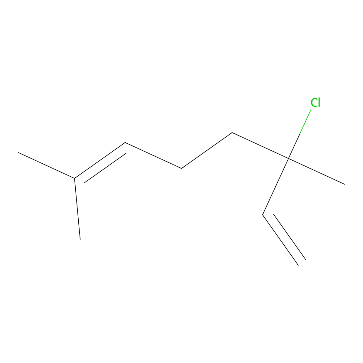 1,6-Octadiene, 3-chloro-3,7-dimethyl- molecular structure, CAS 471-10-3