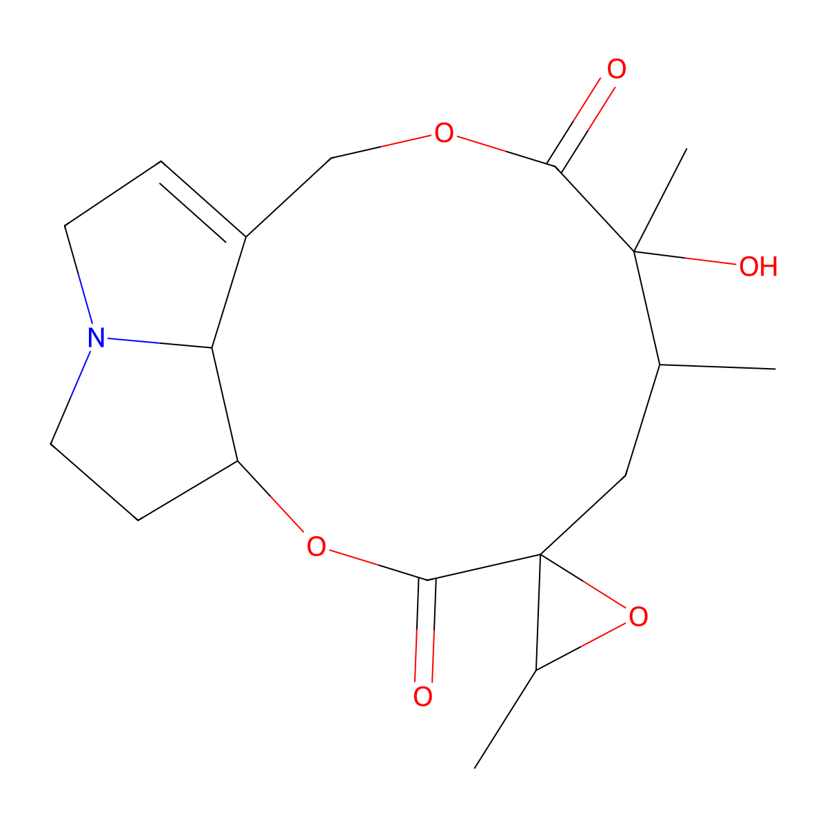 (15alpha,20R)15,20-Epoxy-15,20-dihydro-12-hydroxy-senecionan-11,16-dione molecular structure, CAS 471-14-7