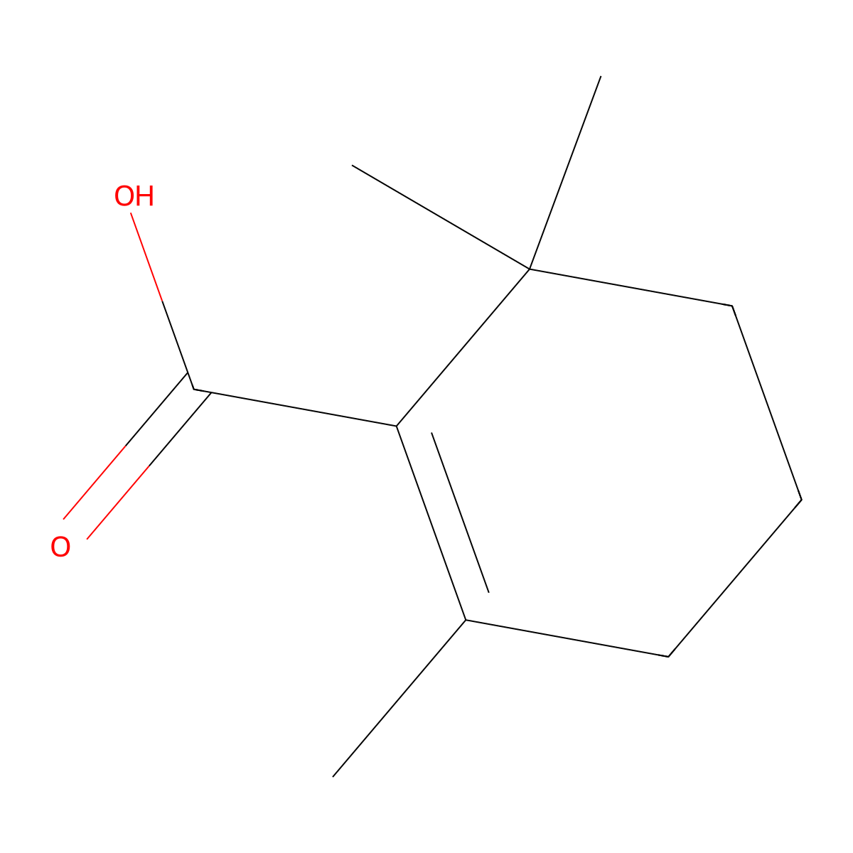 2,6,6-Trimethylcyclohexene-1-carboxylic acid molecular structure, CAS 471-90-9