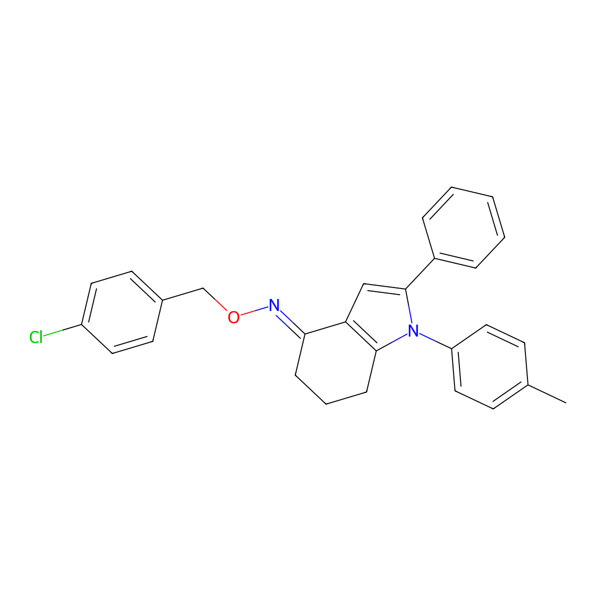 N-[(4-chlorophenyl)methoxy]-1-(4-methylphenyl)-2-phenyl-6,7-dihydro-5H-indol-4-imine molecular structure, CAS 4710-06-9