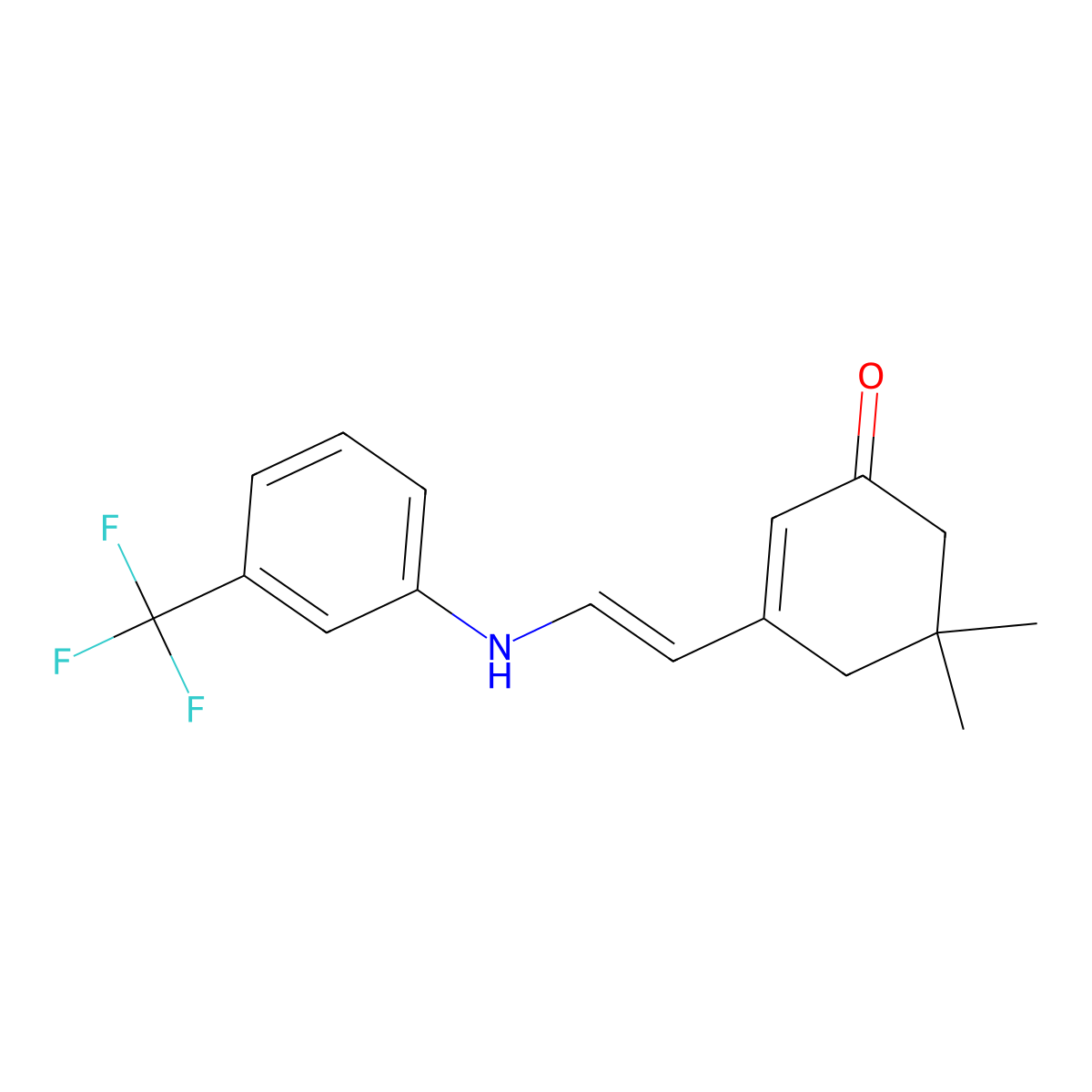 5,5-Dimethyl-3-[2-[3-(trifluoromethyl)anilino]ethenyl]cyclohex-2-en-1-one molecular structure, CAS 4710-13-8