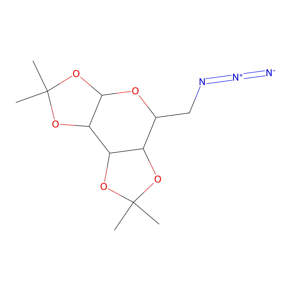 8-(Azidomethyl)-4,4,11,11-tetramethyl-3,5,7,10,12-pentaoxatricyclo[7.3.0.02,6]dodecane molecular structure, CAS 4711-00-6