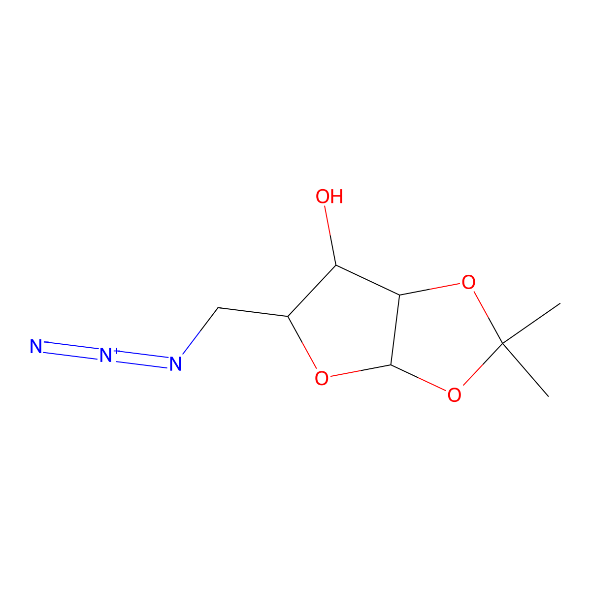 (3aR,5R,6S,6aR)-5-(azidomethyl)-2,2-dimethyl-tetrahydro-2H-furo[2,3-d][1,3]dioxol-6-ol molecular structure, CAS 4711-03-9