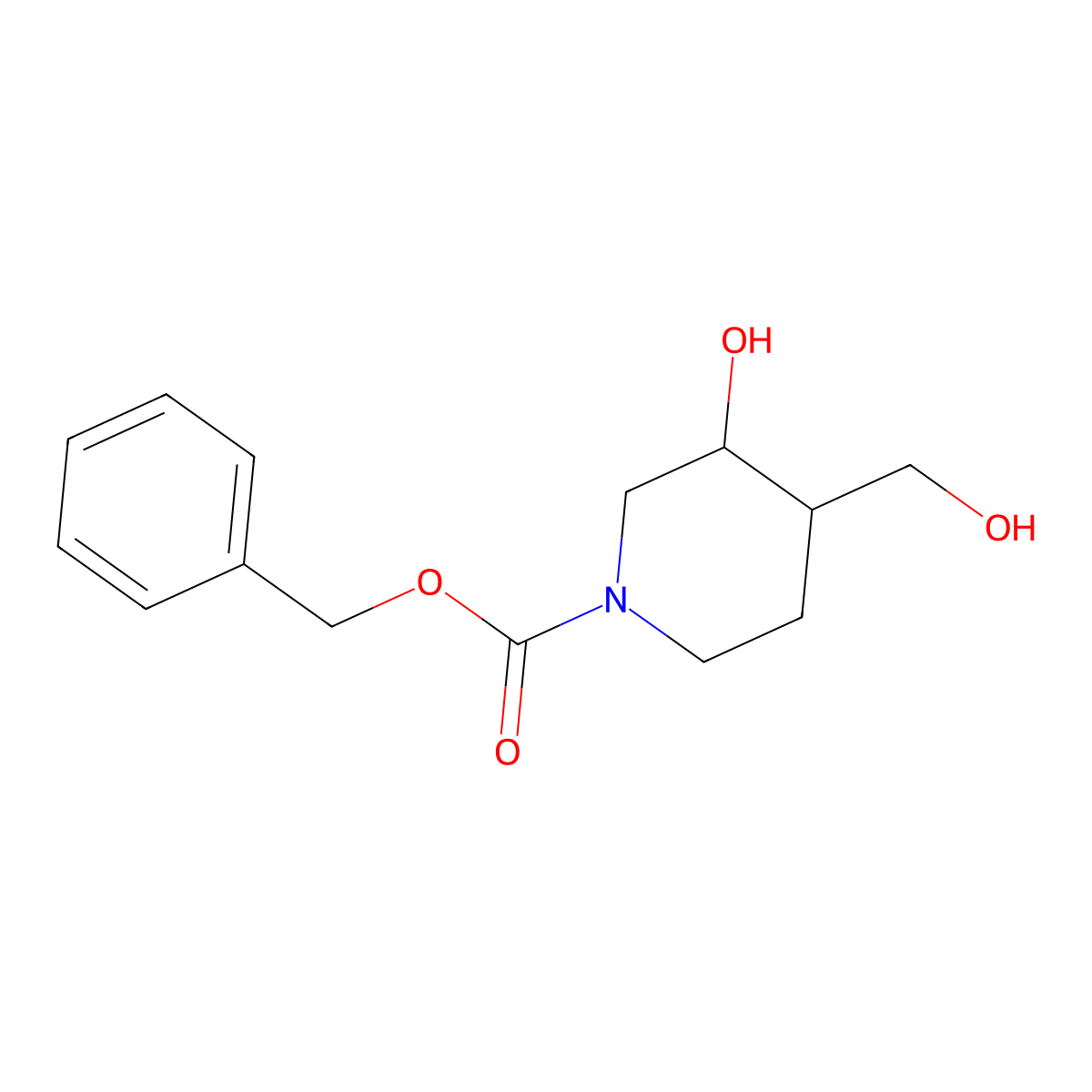 Benzyl 3-hydroxy-4-(hydroxymethyl)piperidine-1-carboxylate molecular structure, CAS 471254-12-3