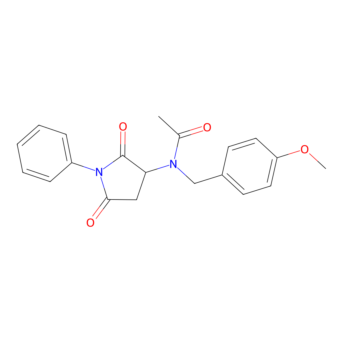 N-(2,5-dioxo-1-phenylpyrrolidin-3-yl)-N-(4-methoxybenzyl)acetamide molecular structure, CAS 471258-88-5