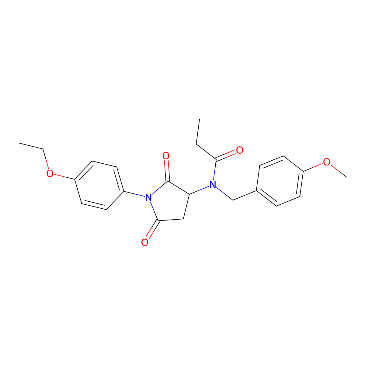 N-[1-(4-ethoxyphenyl)-2,5-dioxopyrrolidin-3-yl]-N-[(4-methoxyphenyl)methyl]propanamide molecular structure, CAS 471258-90-9