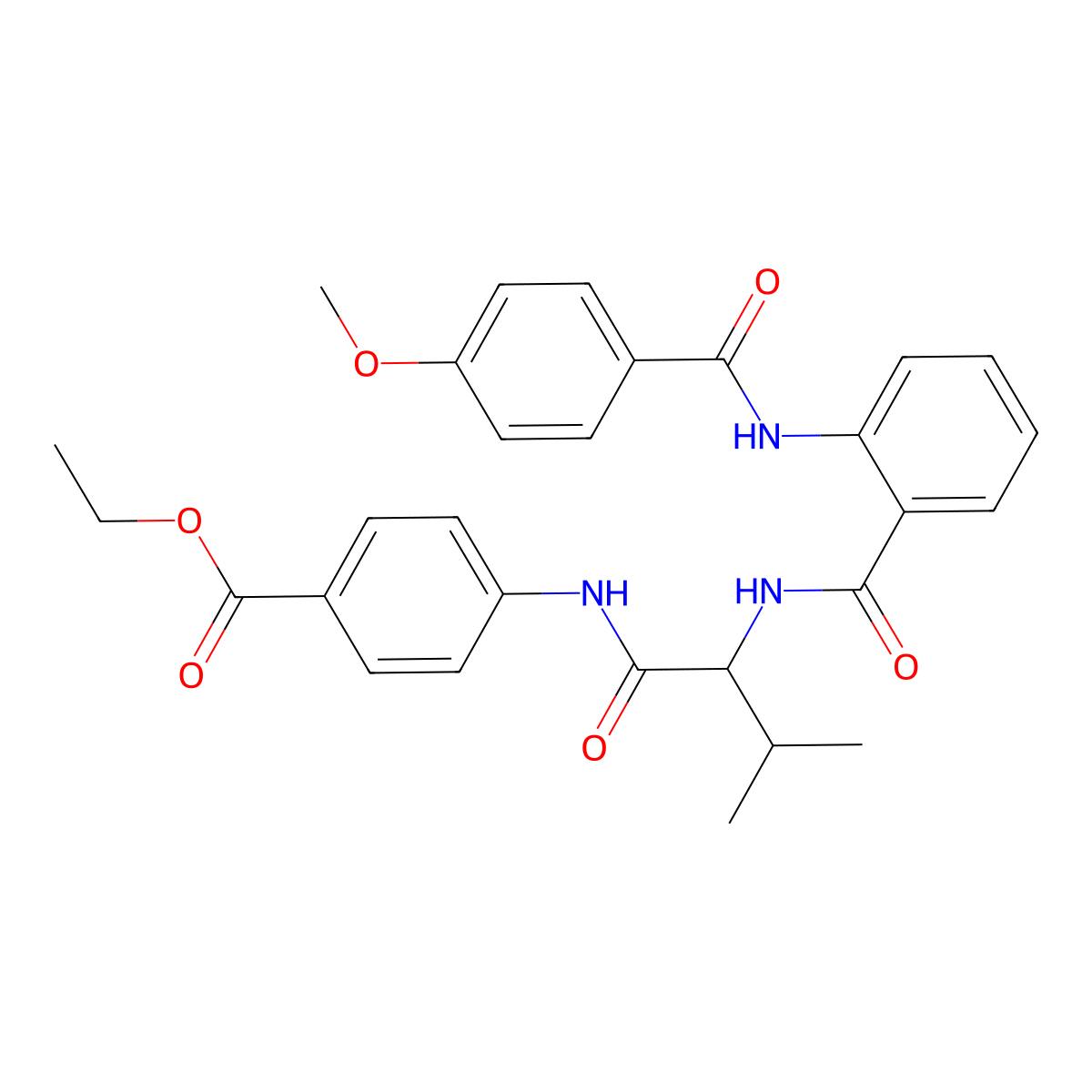 Ethyl 4-{[2-({2-[(4-methoxybenzoyl)amino]benzoyl}amino)-3-methylbutanoyl]amino}benzoate molecular structure, CAS 471259-47-9