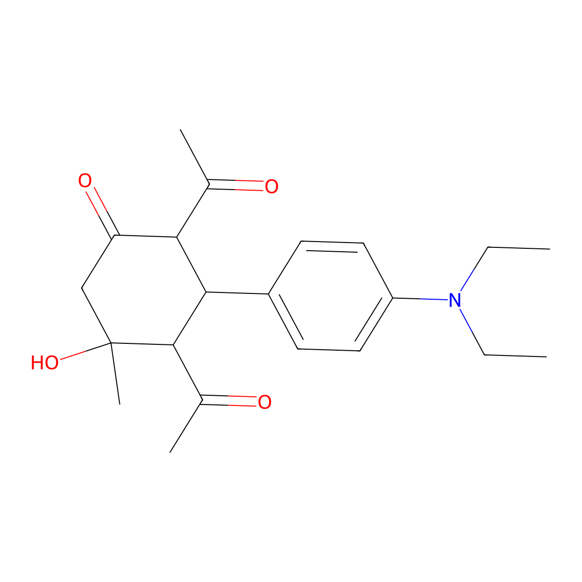 2,4-Diacetyl-3-[4-(diethylamino)phenyl]-5-hydroxy-5-methylcyclohexan-1-one molecular structure, CAS 471259-83-3
