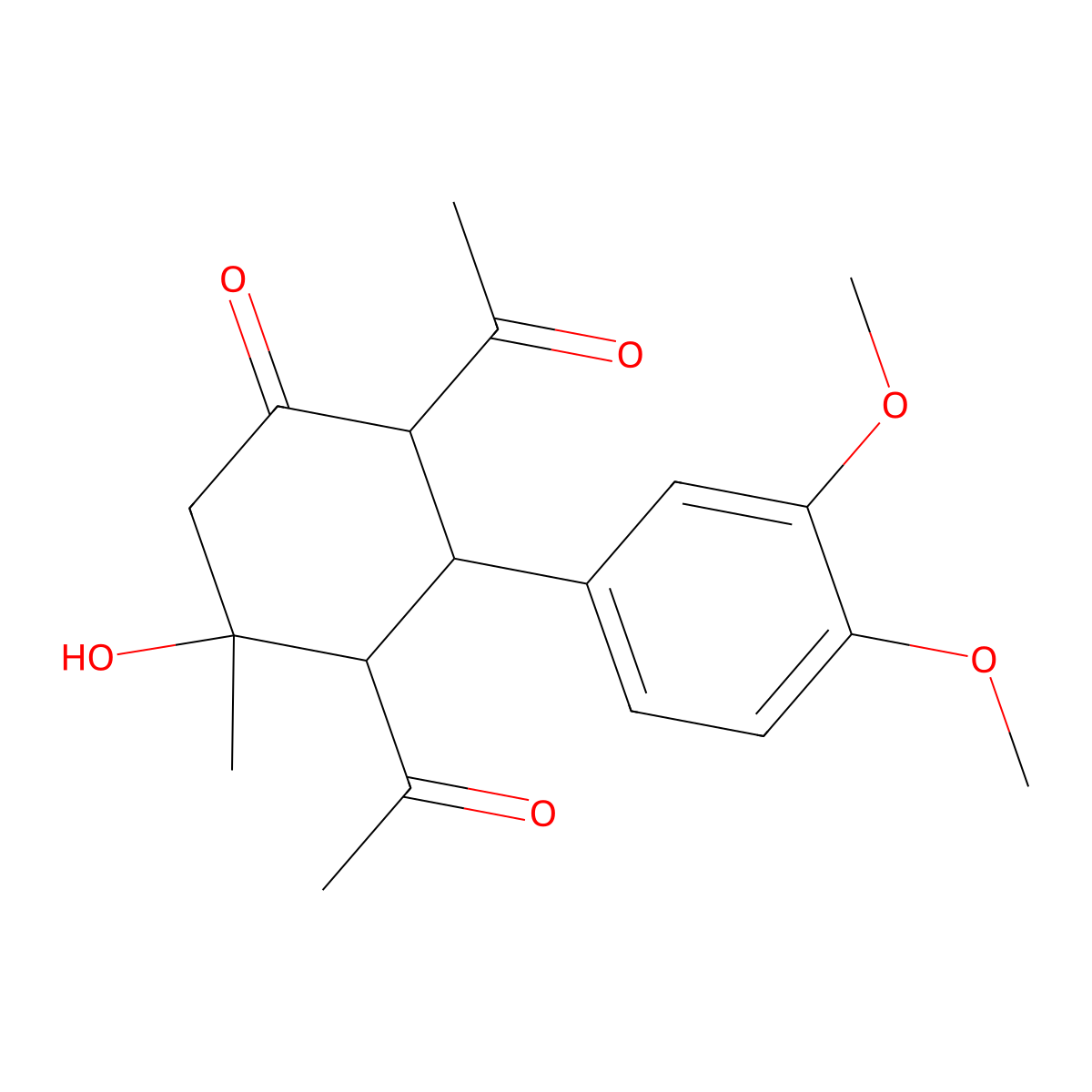 2,4-Diacetyl-3-(3,4-dimethoxyphenyl)-5-hydroxy-5-methylcyclohexan-1-one molecular structure, CAS 471260-01-2