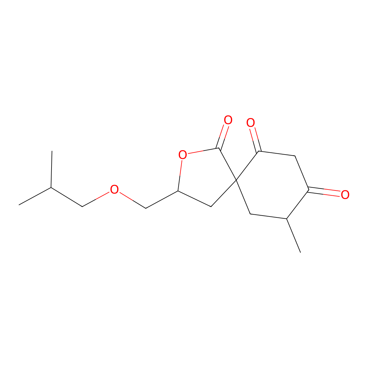 3-Isobutoxymethyl-9-methyl-2-oxa-spiro[4.5]decane-1,6,8-trione molecular structure, CAS 471260-14-7