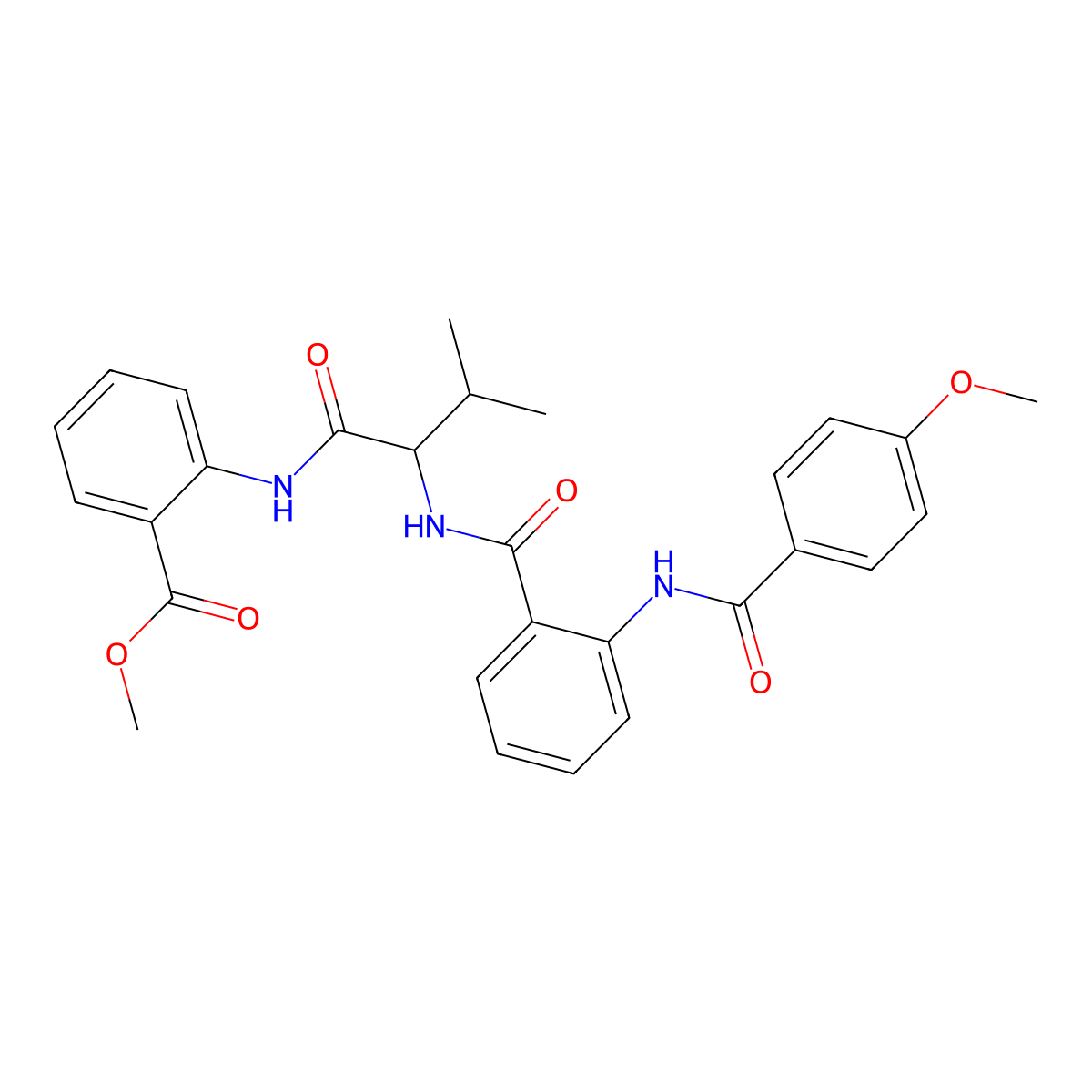 Methyl 2-{[2-({2-[(4-methoxybenzoyl)amino]benzoyl}amino)-3-methylbutanoyl]amino}benzoate molecular structure, CAS 471260-18-1