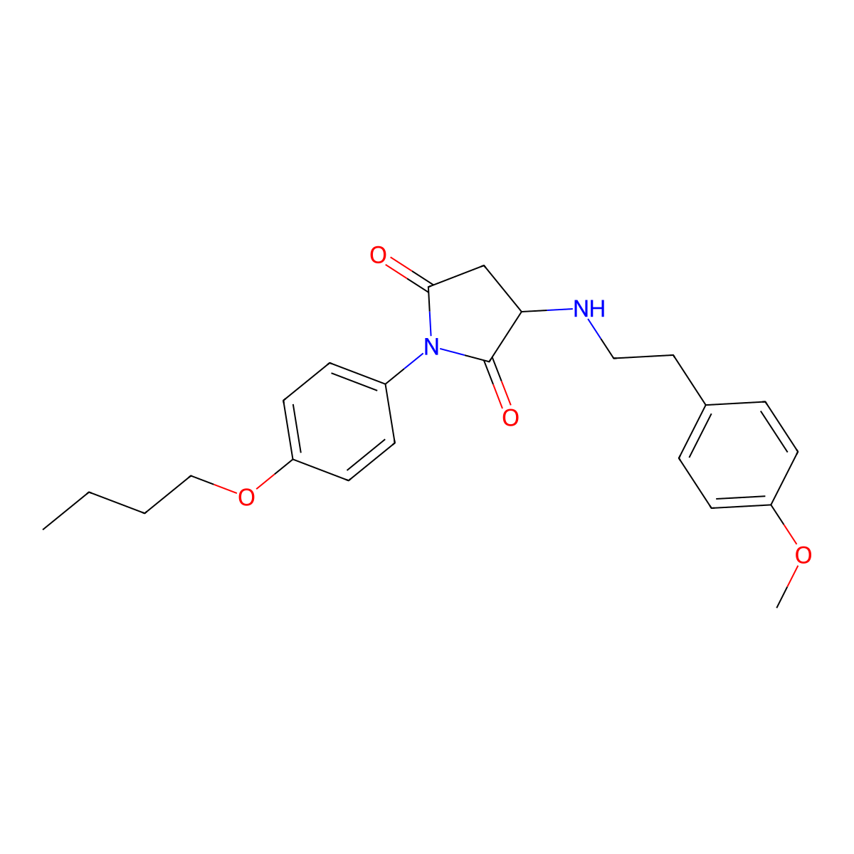 1-(4-Butoxyphenyl)-3-[2-(4-methoxyphenyl)ethylamino]pyrrolidine-2,5-dione molecular structure, CAS 471260-54-5