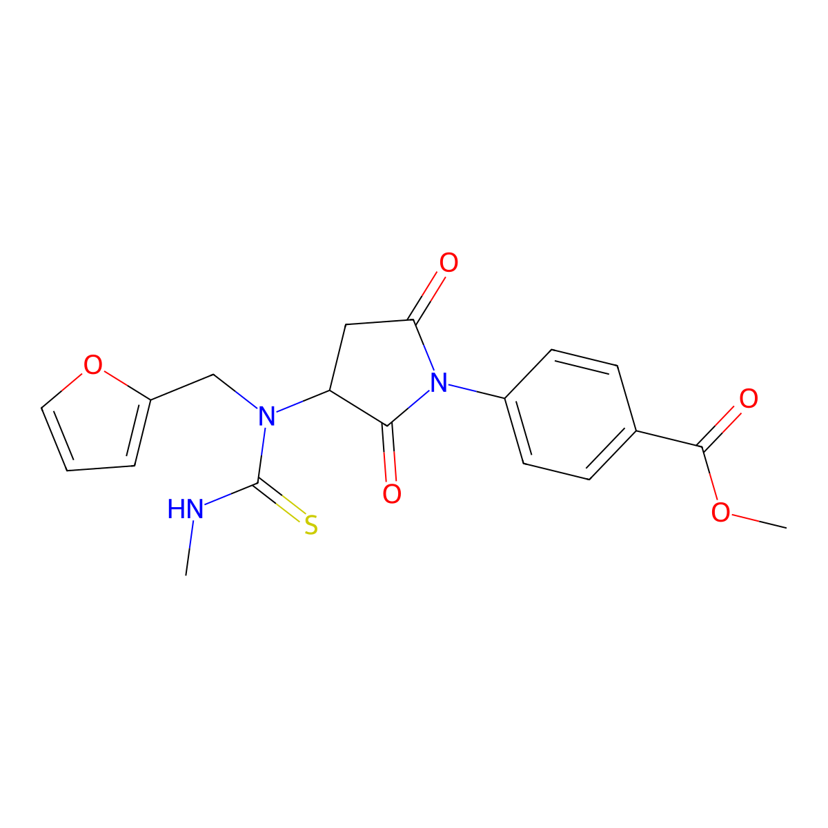 Methyl 4-{3-[(furan-2-ylmethyl)(methylcarbamothioyl)amino]-2,5-dioxopyrrolidin-1-yl}benzoate molecular structure, CAS 471261-28-6
