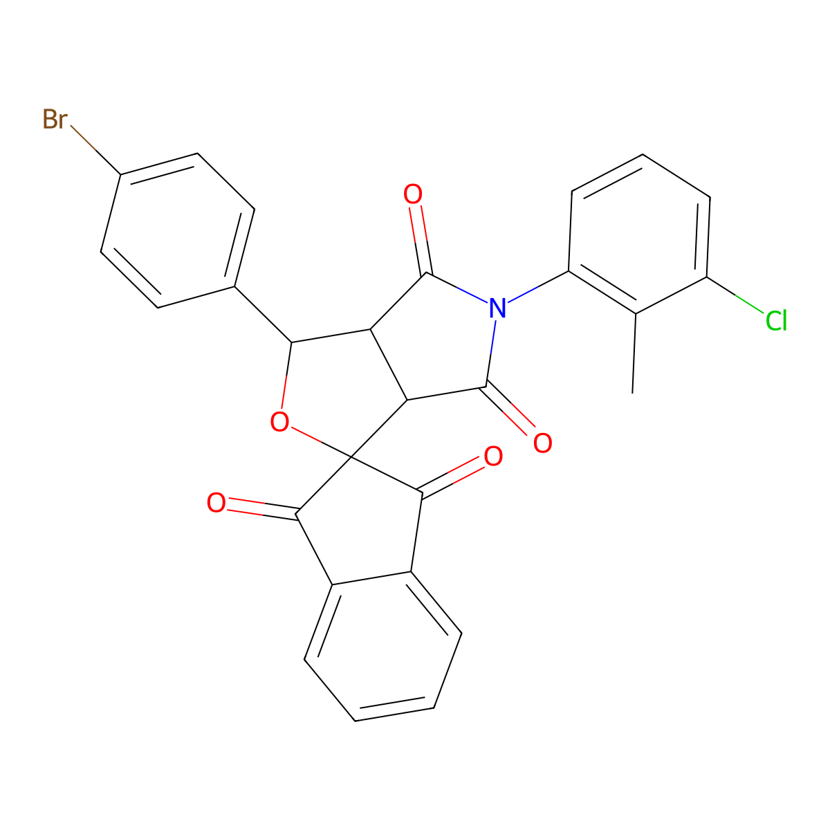 1-(4-bromophenyl)-5-(3-chloro-2-methylphenyl)spiro[3a,6a-dihydro-1H-furo[3,4-c]pyrrole-3,2'-indene]-1',3',4,6-tetrone molecular structure, CAS 471261-55-9