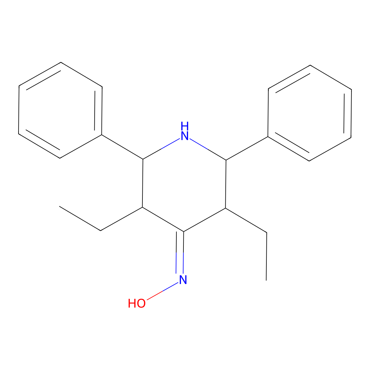 3,5-diethyl-N-hydroxy-2,6-diphenylpiperidin-4-imine molecular structure, CAS 471261-65-1