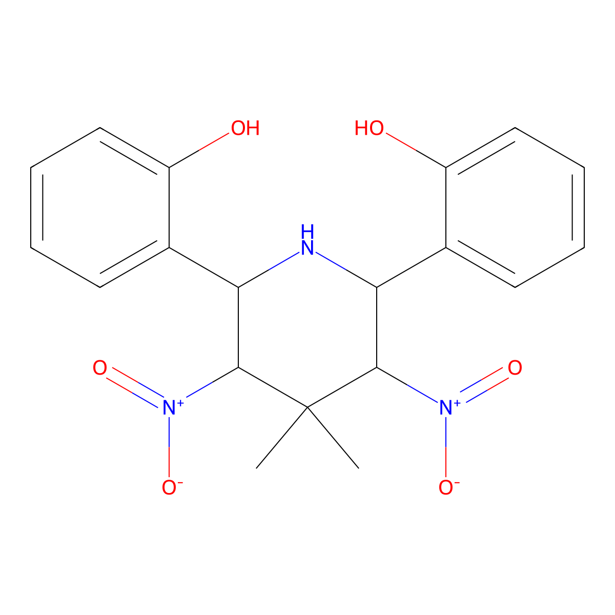 2-[6-(2-Hydroxyphenyl)-4,4-dimethyl-3,5-dinitropiperidin-2-yl]phenol molecular structure, CAS 471261-82-2