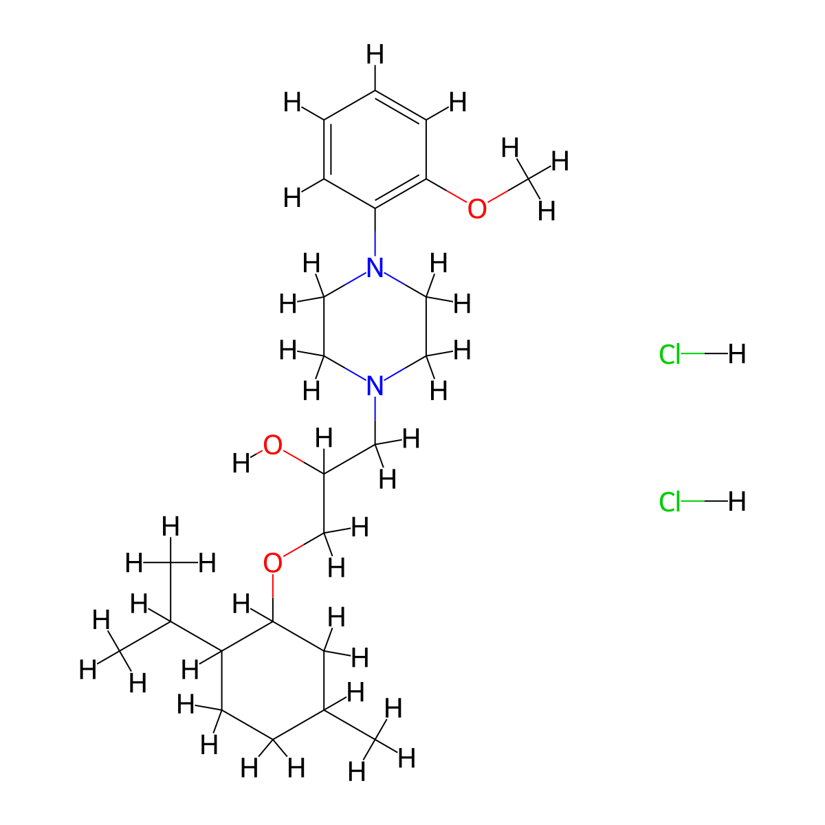 1-[4-(2-Methoxyphenyl)piperazin-1-yl]-3-{[5-methyl-2-(propan-2-yl)cyclohexyl]oxy}propan-2-ol dihydrochloride molecular structure, CAS 471261-95-7