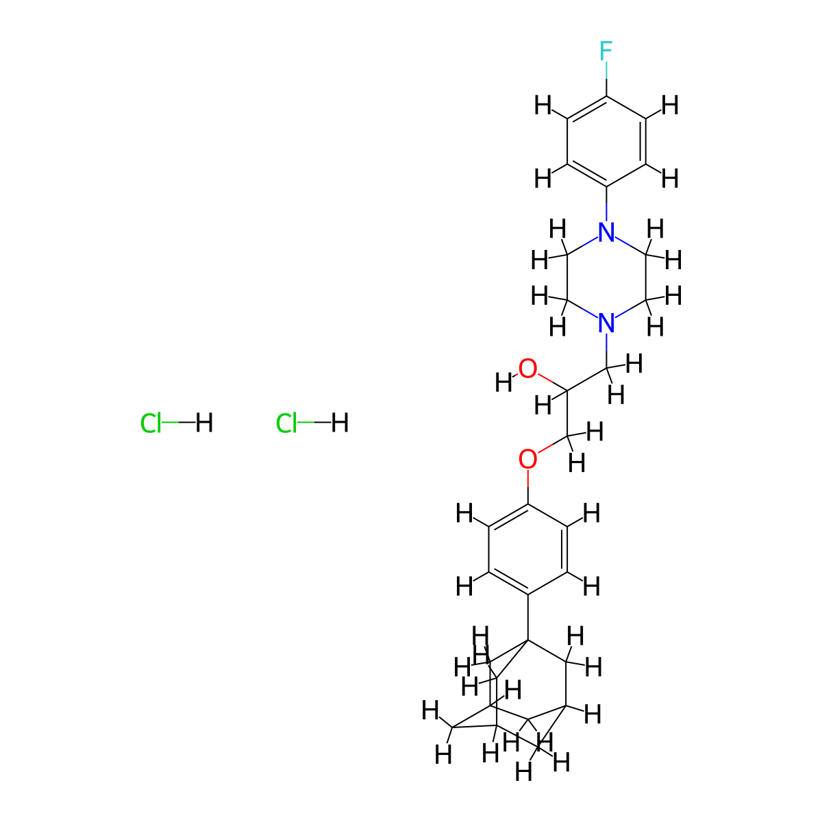 1-[4-(Adamantan-1-YL)phenoxy]-3-[4-(4-fluorophenyl)piperazin-1-YL]propan-2-OL dihydrochloride molecular structure, CAS 471262-33-6