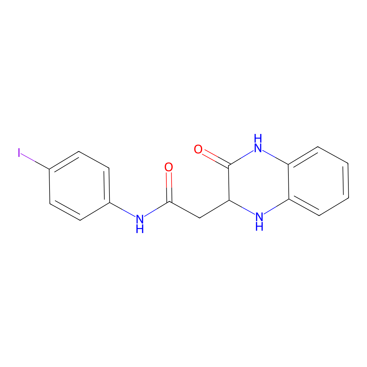 N-(4-iodophenyl)-2-(3-oxo-1,2,3,4-tetrahydroquinoxalin-2-yl)acetamide molecular structure, CAS 471262-47-2