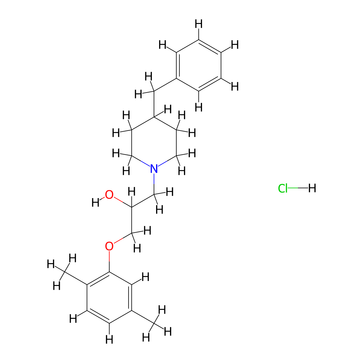 1-(4-Benzylpiperidin-1-yl)-3-(2,5-dimethylphenoxy)propan-2-ol hydrochloride molecular structure, CAS 471262-52-9