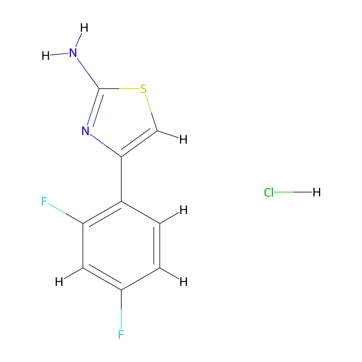 4-(2,4-Difluorophenyl)-1,3-thiazol-2-amine hydrochloride molecular structure, CAS 471263-67-9