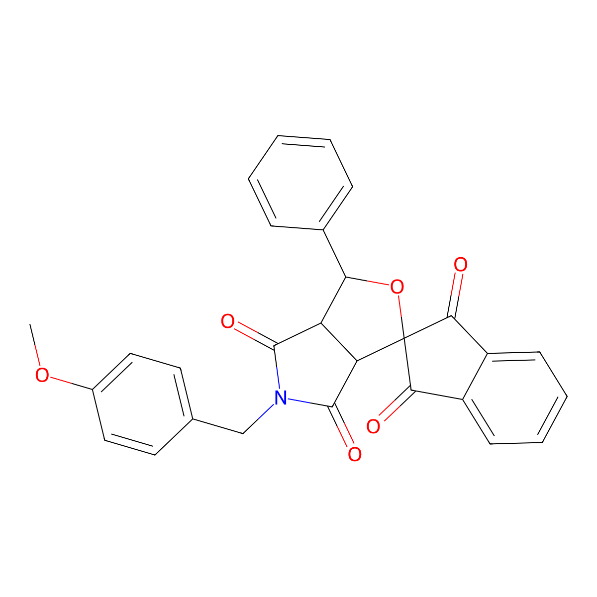 5-[(4-methoxyphenyl)methyl]-1-phenylspiro[3a,6a-dihydro-1H-furo[3,4-c]pyrrole-3,2'-indene]-1',3',4,6-tetrone molecular structure, CAS 471270-74-3