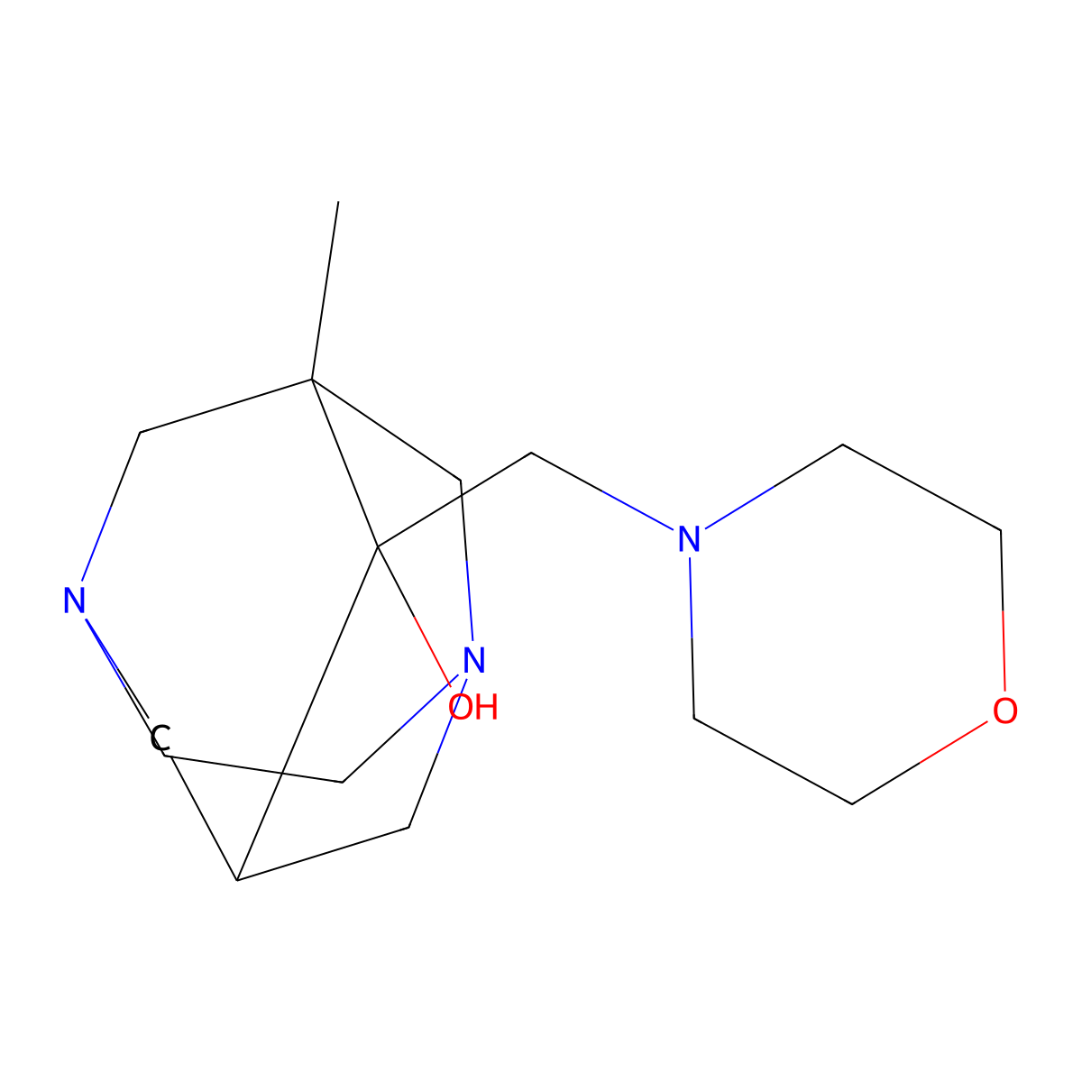1-Methyl-9-morpholinomethyl-3,6-diazahomoadamantan-9-ol molecular structure, CAS 471270-85-6