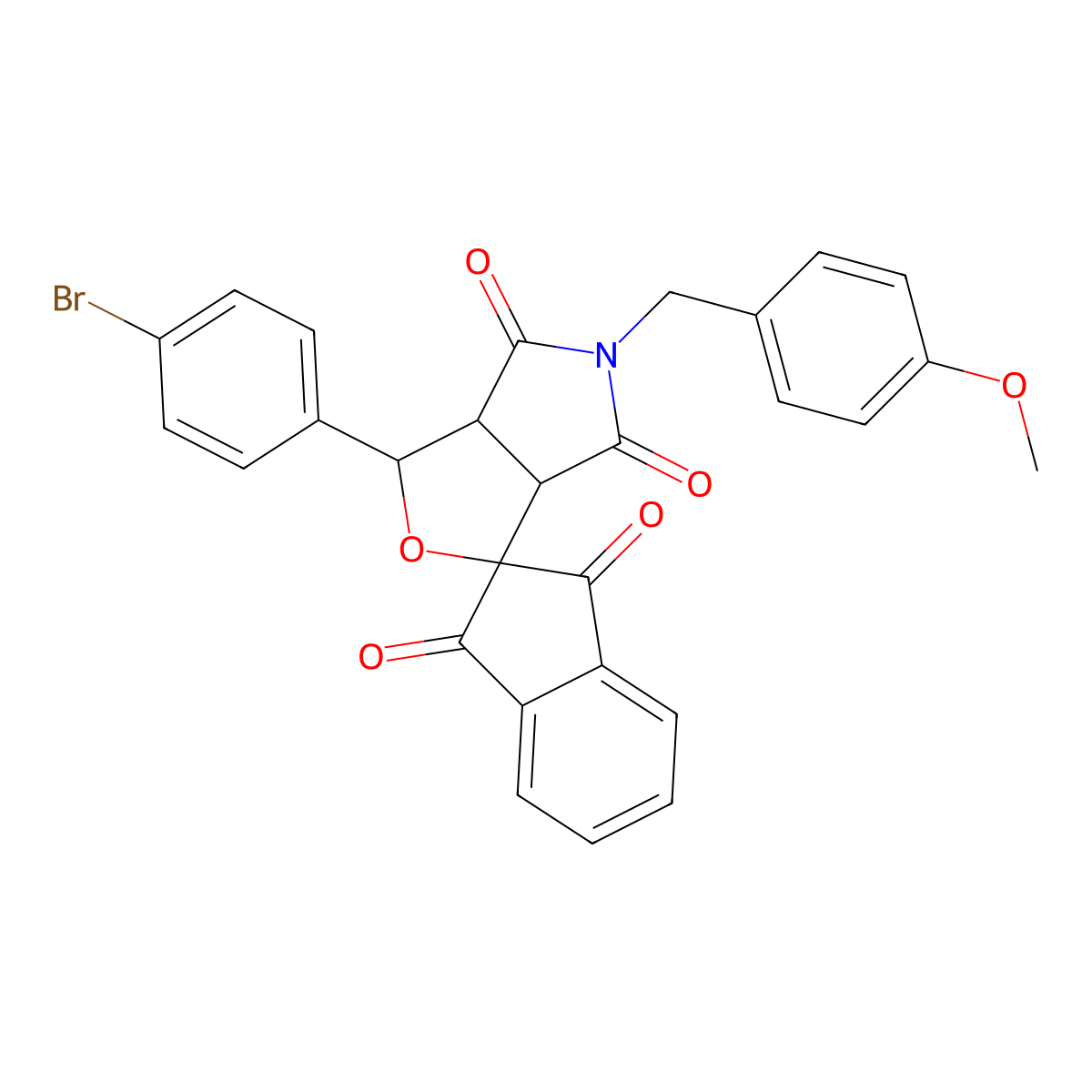 3-(4-bromophenyl)-5-(4-methoxybenzyl)-3a,6a-dihydrospiro[furo[3,4-c]pyrrole-1,2'-indene]-1',3',4,6(3H,5H)-tetrone molecular structure, CAS 471270-86-7