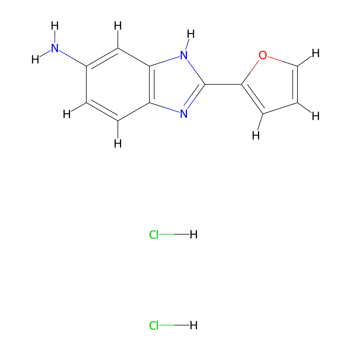 2-(furan-2-yl)-1H-1,3-benzodiazol-5-amine dihydrochloride molecular structure, CAS 471270-88-9