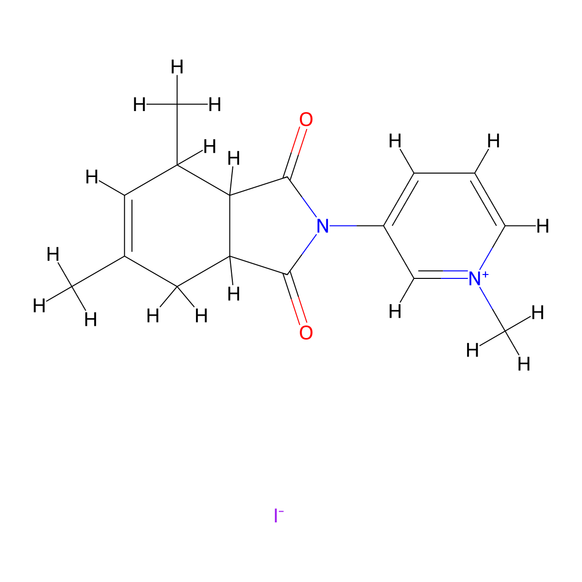 4,6-Dimethyl-2-(1-methylpyridin-1-ium-3-yl)-3a,4,7,7a-tetrahydroisoindole-1,3-dione;iodide molecular structure, CAS 471271-35-9