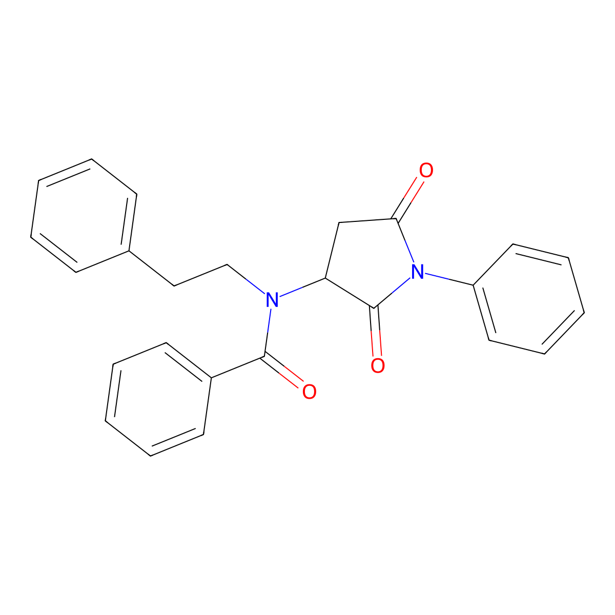 N-(2,5-dioxo-1-phenylpyrrolidin-3-yl)-N-(2-phenylethyl)benzamide molecular structure, CAS 471289-18-6