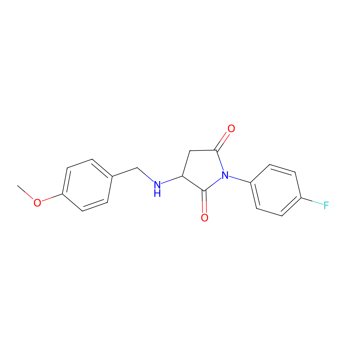 1-(4-Fluorophenyl)-3-[(4-methoxybenzyl)amino]pyrrolidine-2,5-dione molecular structure, CAS 471293-87-5