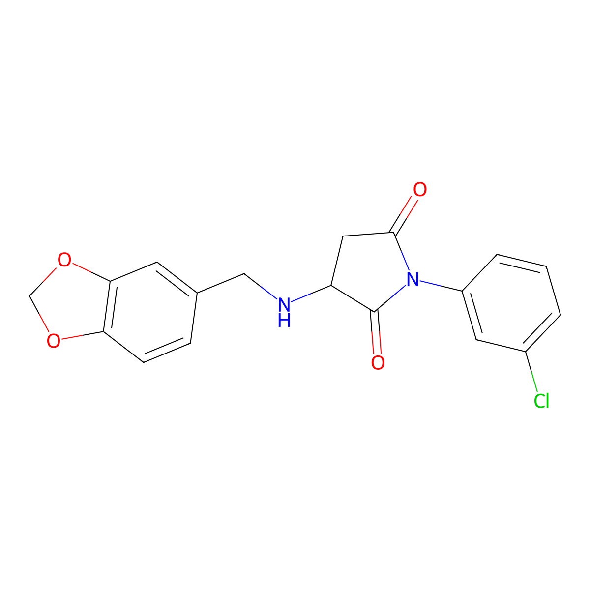 3-(1,3-Benzodioxol-5-ylmethylamino)-1-(3-chlorophenyl)pyrrolidine-2,5-dione molecular structure, CAS 471293-95-5