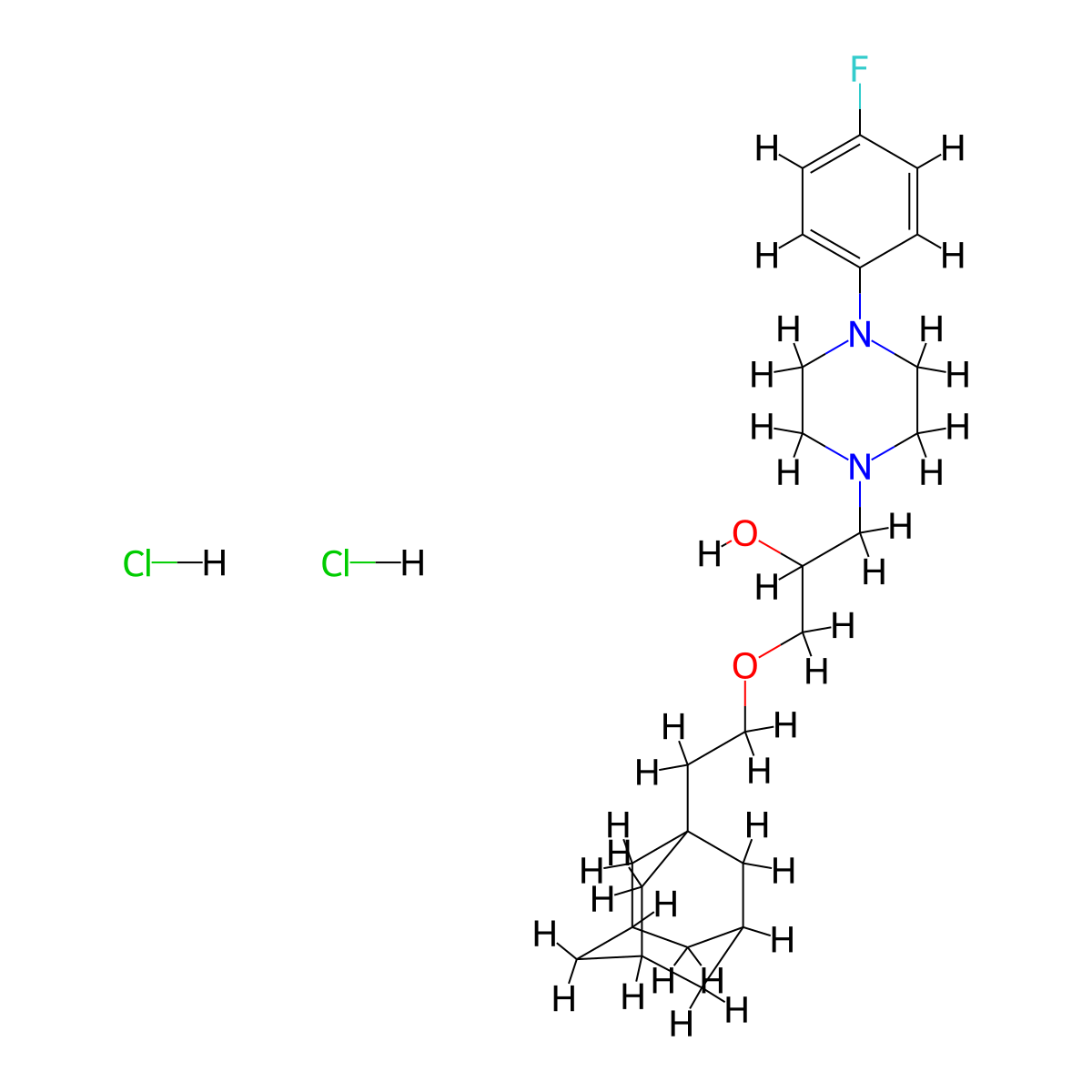 1-(2-Adamantanylethoxy)-3-[4-(4-fluorophenyl)piperazinyl]propan-2-ol, chloride, chloride molecular structure, CAS 471294-07-2
