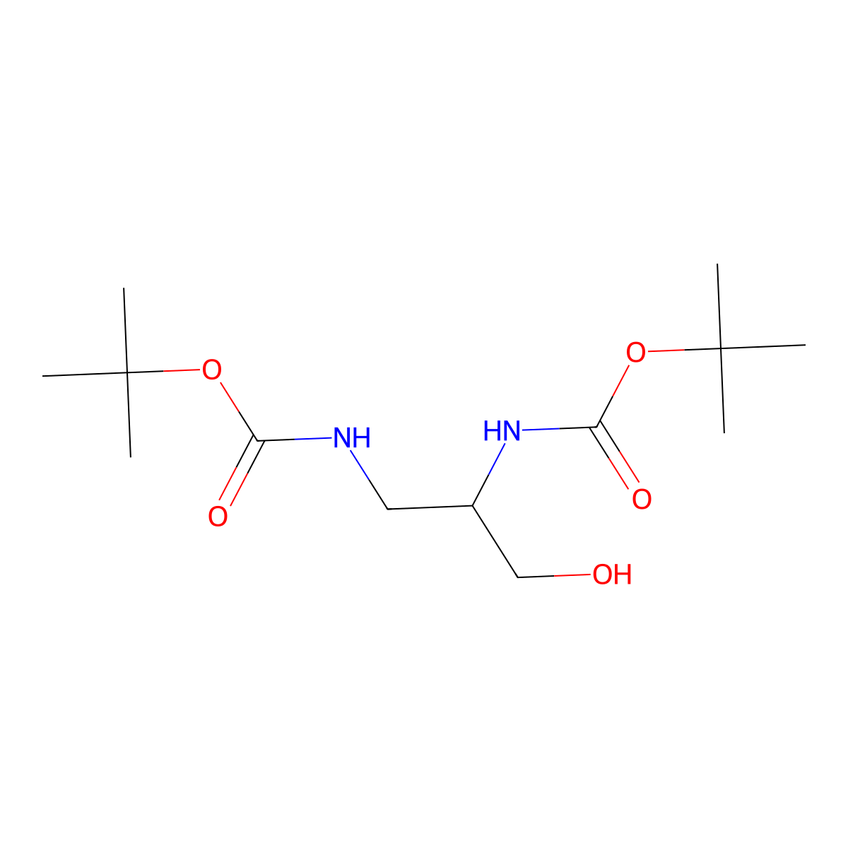 tert-butyl N-[(2S)-1-{[(tert-butoxy)carbonyl]amino}-3-hydroxypropan-2-yl]carbamate molecular structure, CAS 471296-73-8