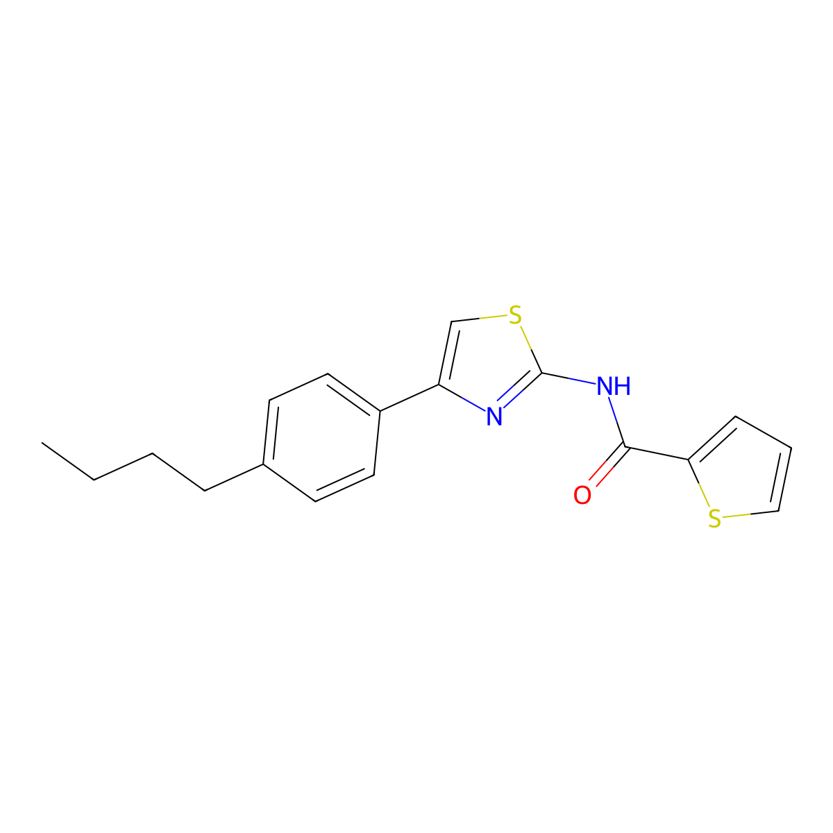 N-[4-(4-butylphenyl)-1,3-thiazol-2-yl]thiophene-2-carboxamide molecular structure, CAS 4715-39-3