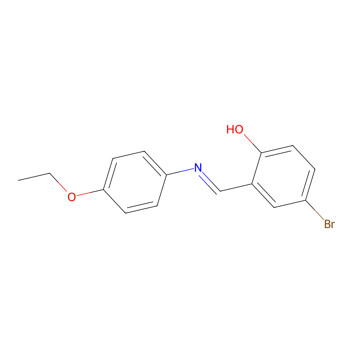 4-Bromo-2-{[(4-ethoxyphenyl)imino]methyl}phenol molecular structure, CAS 4718-19-8