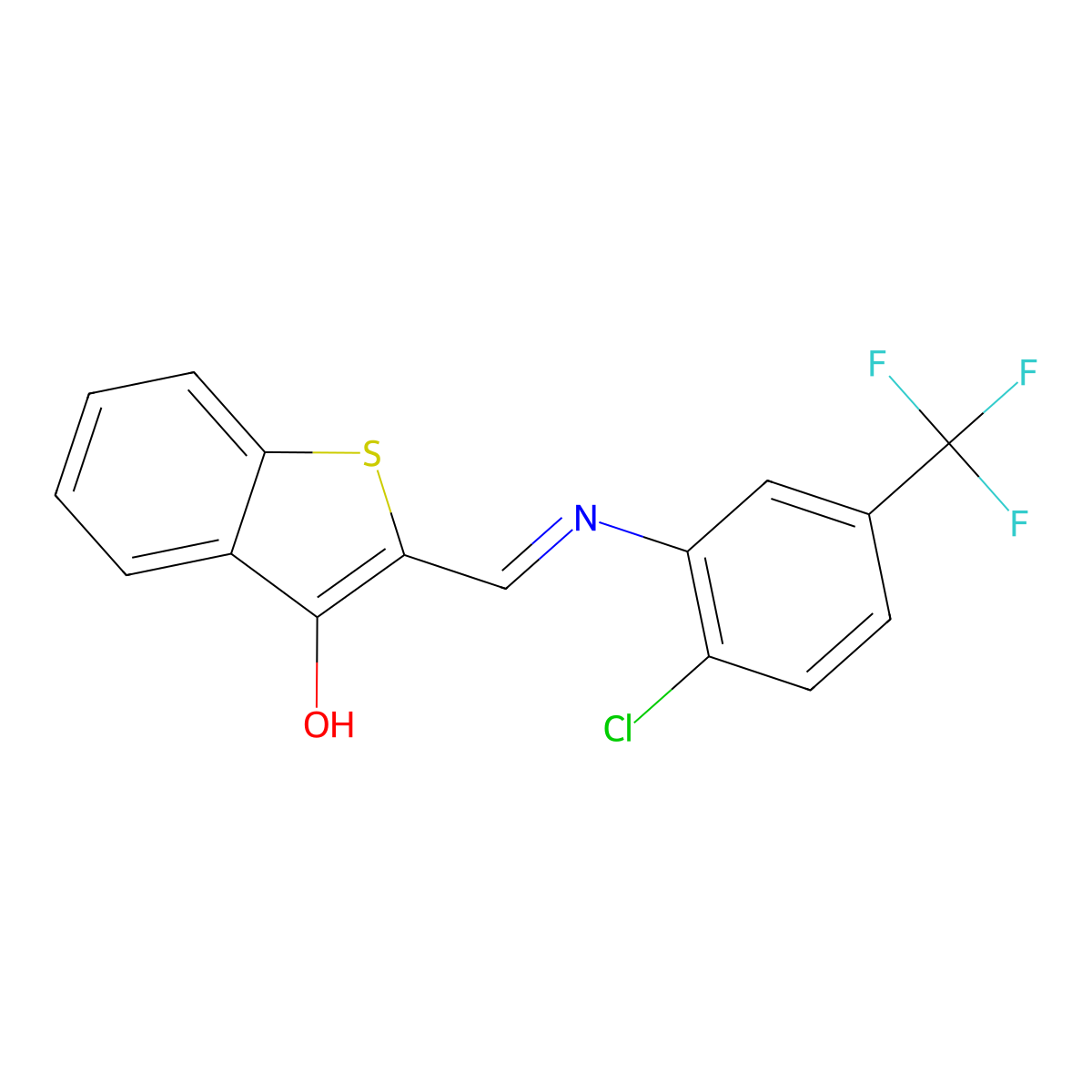 2-({[2-Chloro-5-(trifluoromethyl)phenyl]amino}methylene)benzo[b]thiophen-3-one molecular structure, CAS 471843-81-9