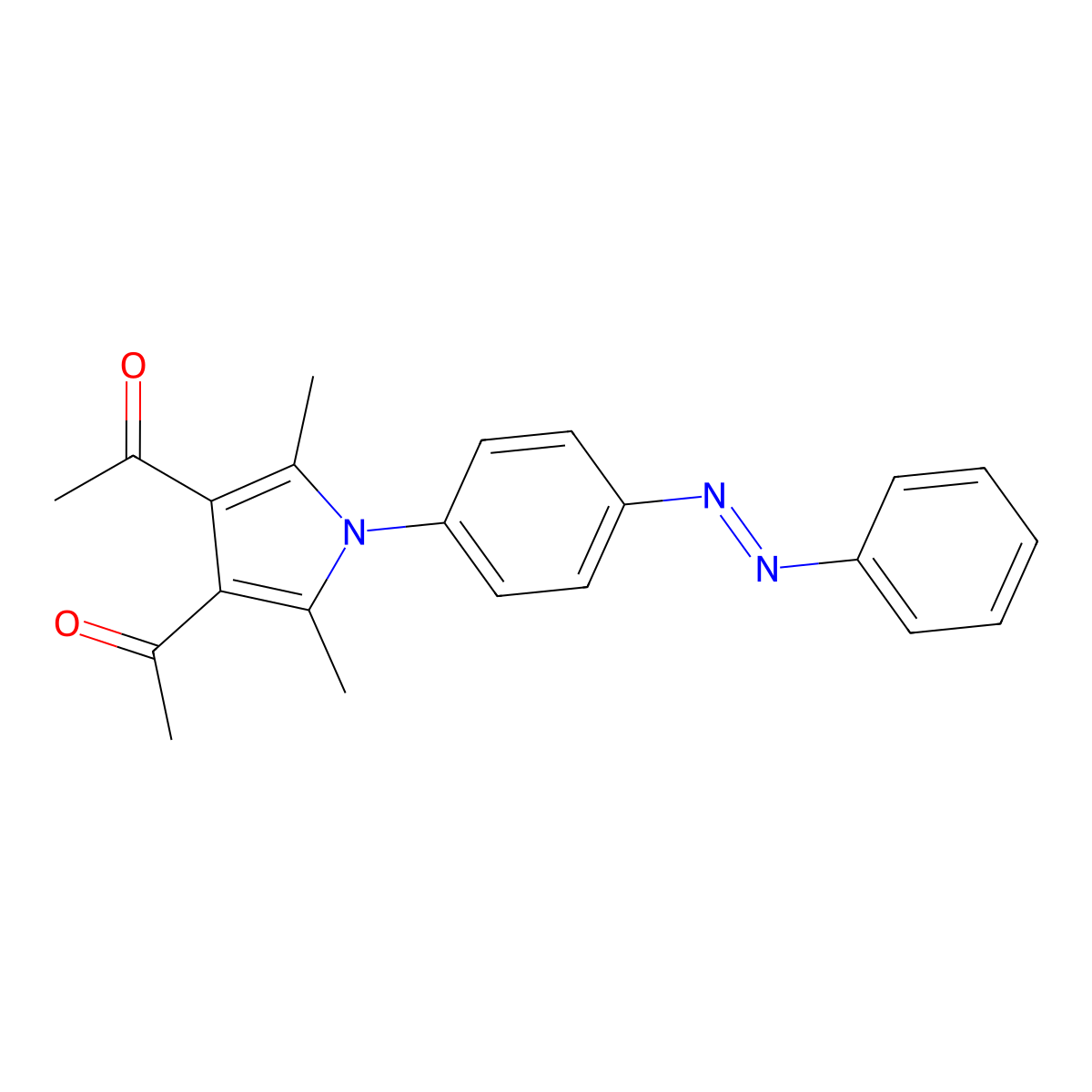 1,1'-(2,5-dimethyl-1-{4-[(E)-phenyldiazenyl]phenyl}-1H-pyrrole-3,4-diyl)diethanone molecular structure, CAS 471883-58-6