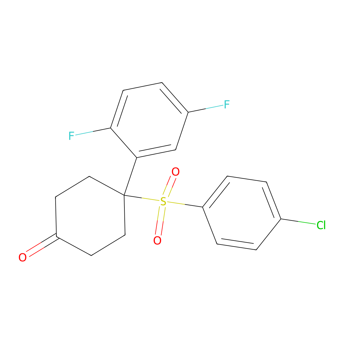 4-(4-Chlorophenylsulfonyl)-4-(2,5-difluorophenyl)cyclohexanone molecular structure, CAS 471903-20-5