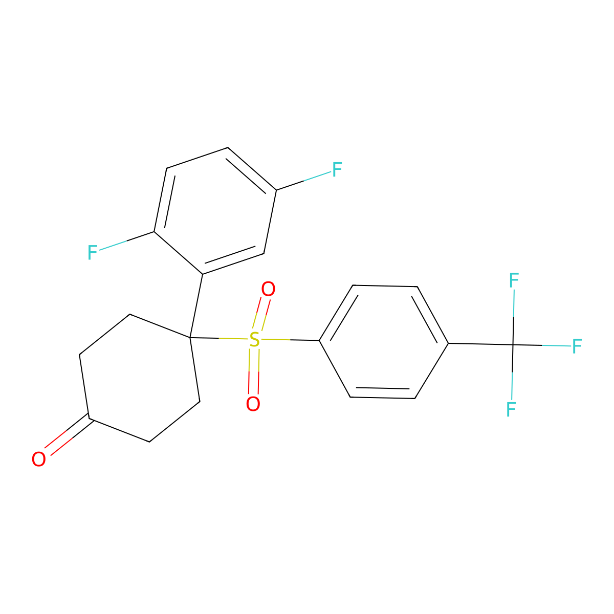 4-(2,5-Difluorophenyl)-4-((4-(trifluoromethyl)phenyl)sulfonyl)cyclohexanone molecular structure, CAS 471903-60-3