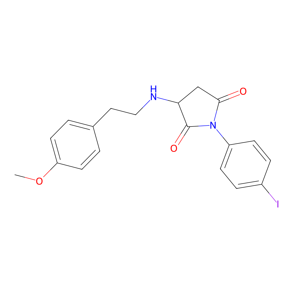 1-(4-Iodophenyl)-3-[2-(4-methoxyphenyl)ethylamino]pyrrolidine-2,5-dione molecular structure, CAS 471914-90-6