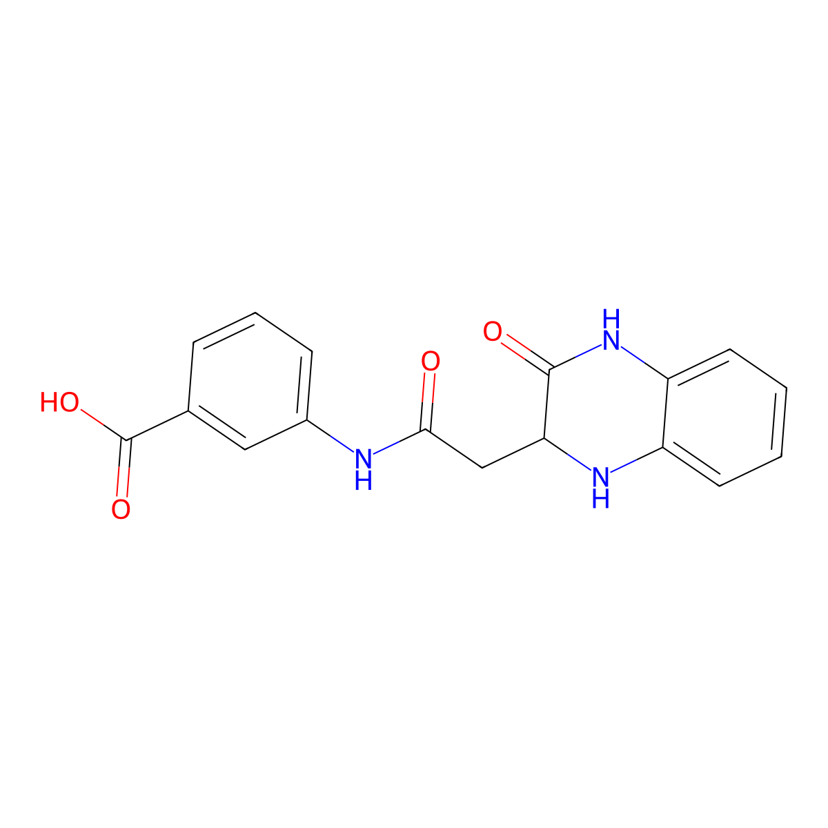3-[2-(3-Oxo-1,2,3,4-tetrahydroquinoxalin-2-yl)acetamido]benzoic acid molecular structure, CAS 471916-04-8