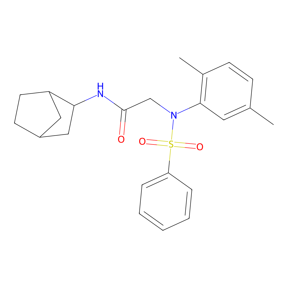 N-bicyclo[2.2.1]hept-2-yl-2-[2,5-dimethyl(phenylsulfonyl)anilino]acetamide molecular structure, CAS 471916-13-9