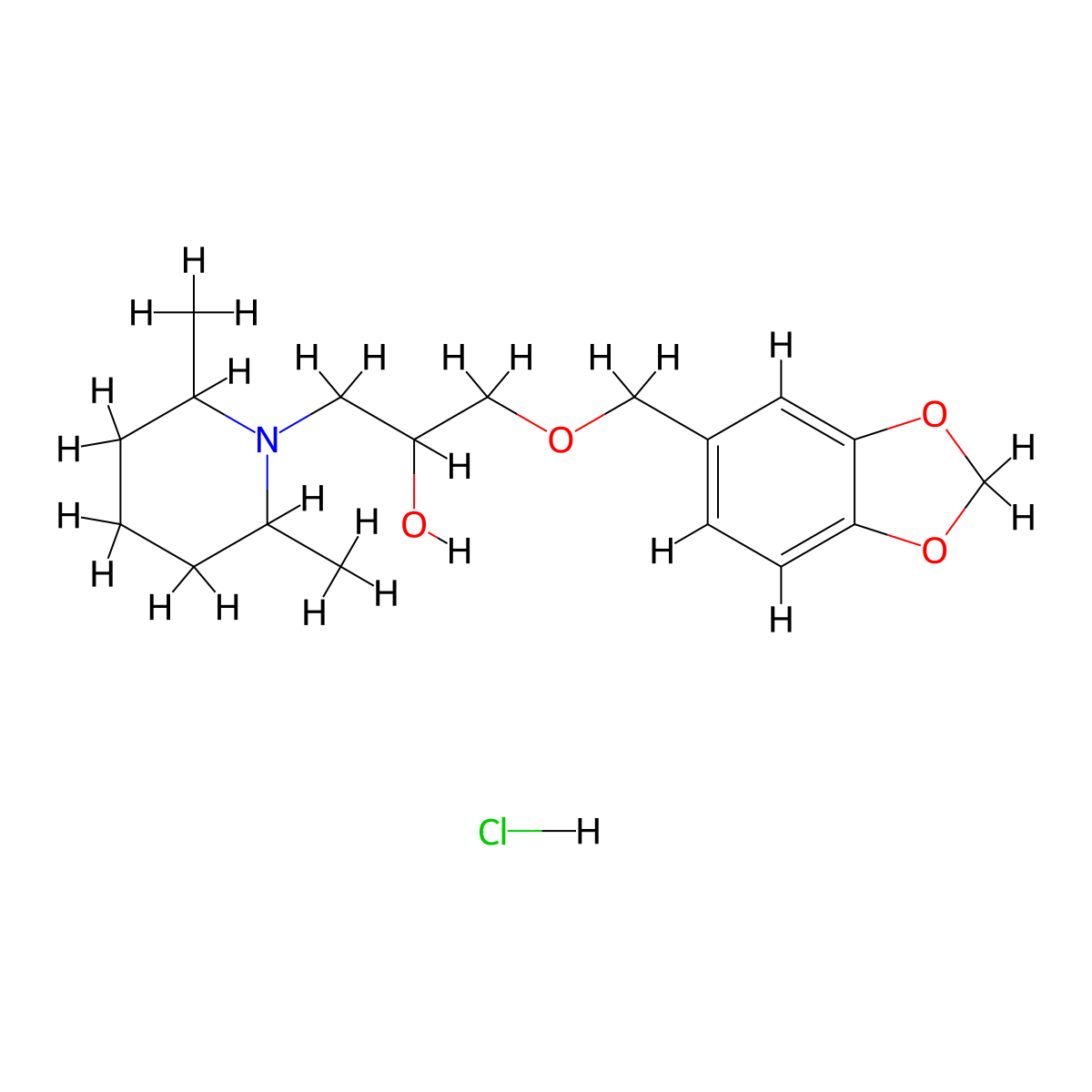 1-(Benzo[d][1,3]dioxol-5-ylmethoxy)-3-(2,6-dimethylpiperidin-1-yl)propan-2-ol hydrochloride molecular structure, CAS 471916-53-7