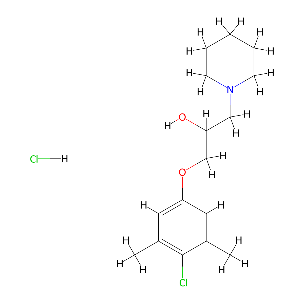 1-(4-Chloro-3,5-dimethylphenoxy)-3-(piperidin-1-yl)propan-2-ol hydrochloride molecular structure, CAS 471916-63-9