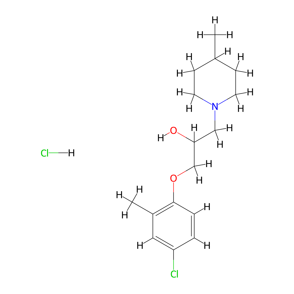 1-(4-Chloro-2-methylphenoxy)-3-(4-methylpiperidin-1-yl)propan-2-ol hydrochloride molecular structure, CAS 471916-66-2