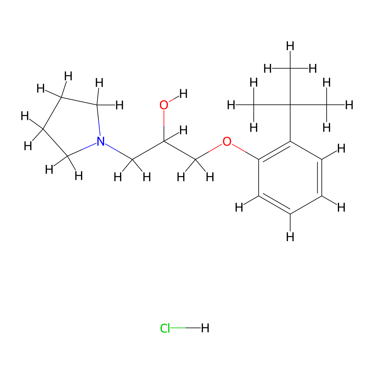 1-(2-Tert-butylphenoxy)-3-(1-pyrrolidinyl)-2-propanol hydrochloride molecular structure, CAS 471916-80-0