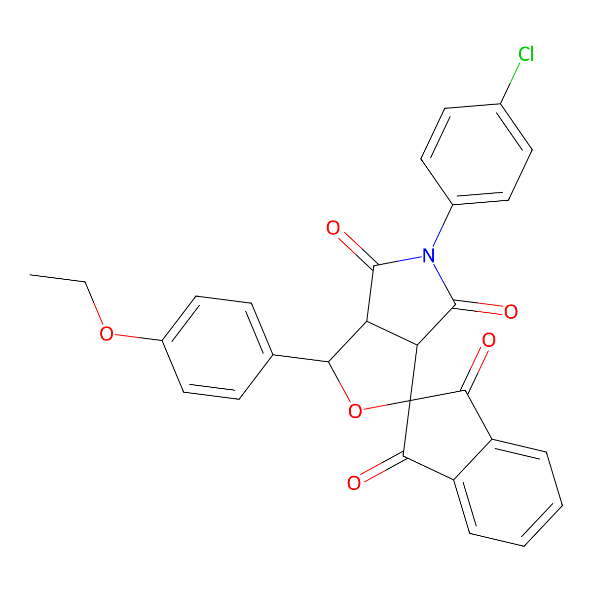 5-(4-chlorophenyl)-1-(4-ethoxyphenyl)spiro[3a,6a-dihydro-1H-furo[3,4-c]pyrrole-3,2'-indene]-1',3',4,6-tetrone molecular structure, CAS 471916-81-1
